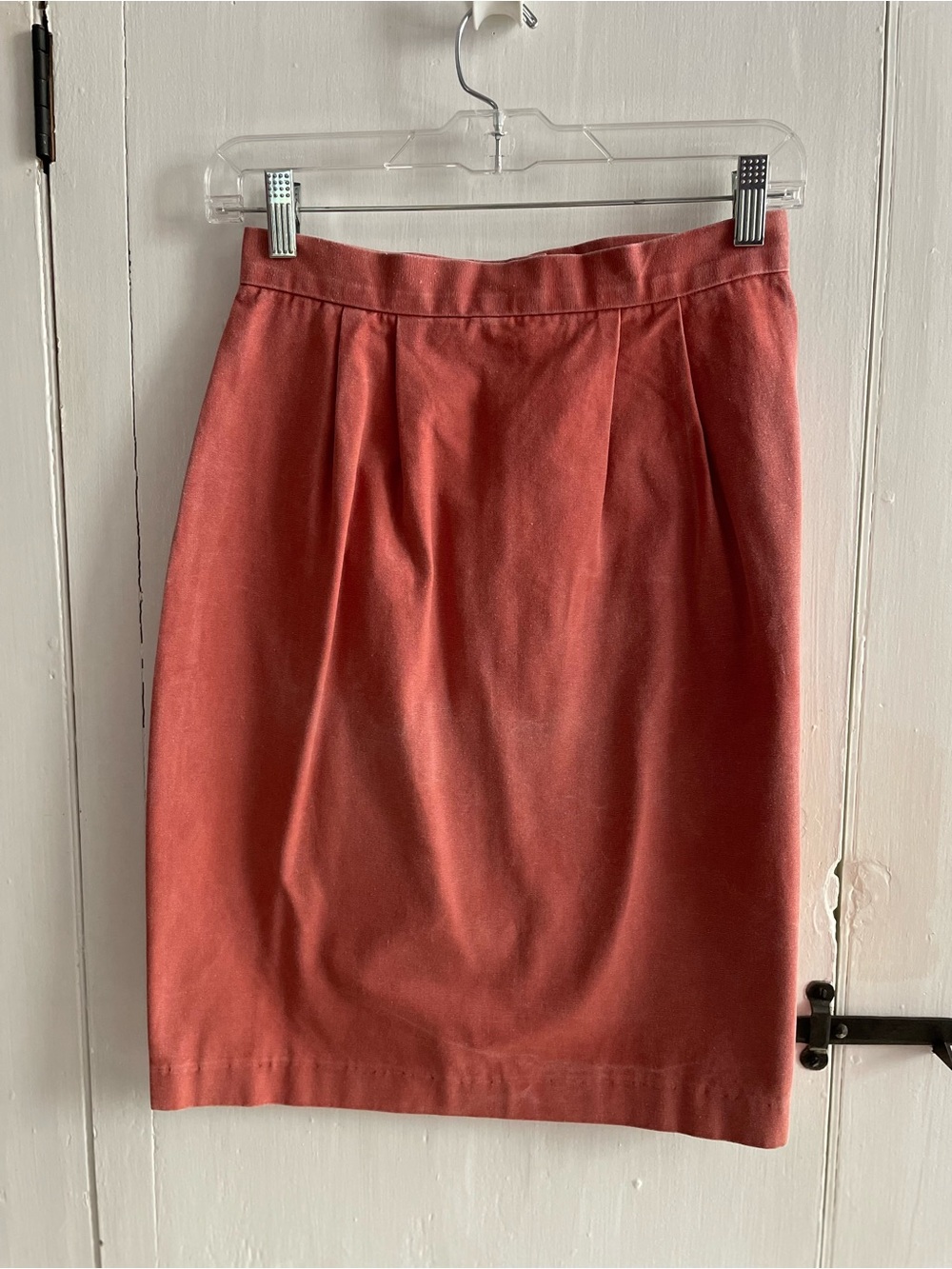 Murray's Toggery Shop Nantucket Red Cotton Canvas Pleated Pencil Skirt Zip 4